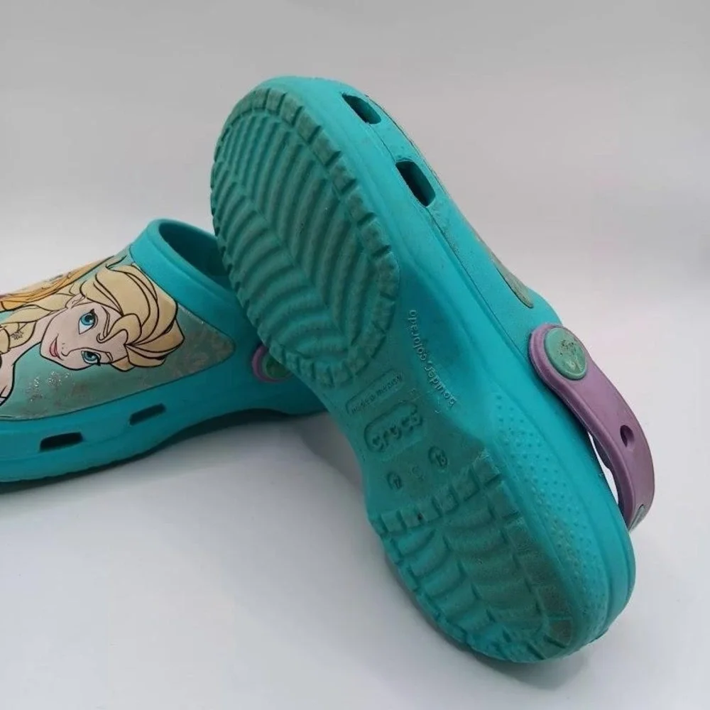 Disney Frozen Crocs Shoes Girls‎ Size C13 Blue Purple Elsa Anna Slip On Comfort